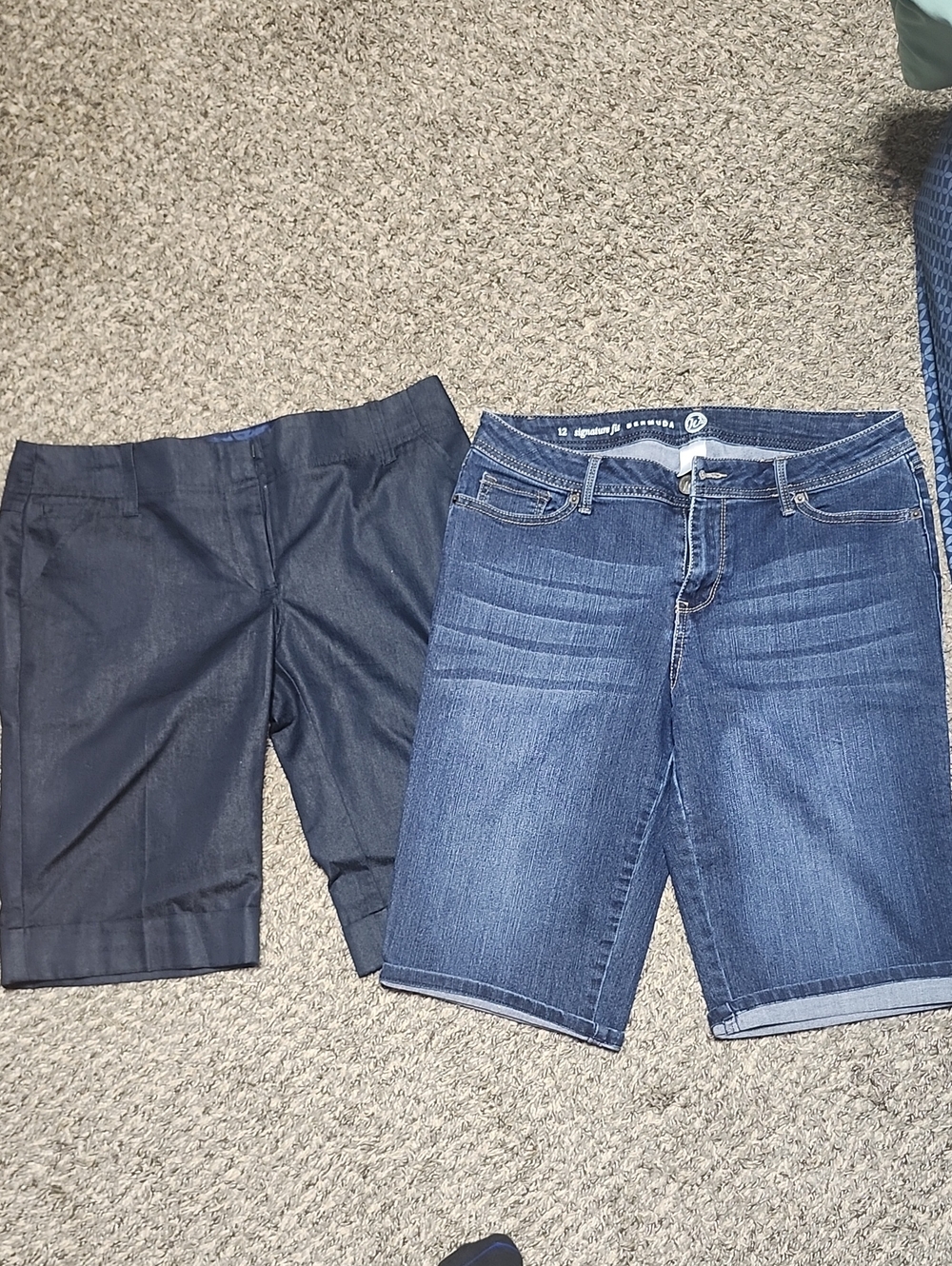 Denim Bermuda Shorts +  Dress Shorts Duo